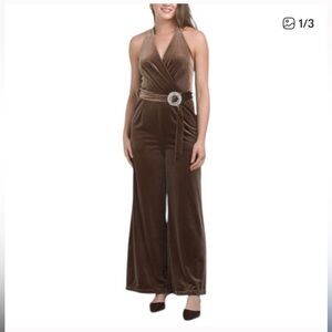 CIEBON Elegant Brown velvet Jumpsuit